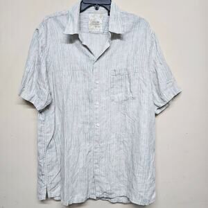 Tasso Elba Island Mens XL Short Sleeve Button Up Silk Linen Shirt